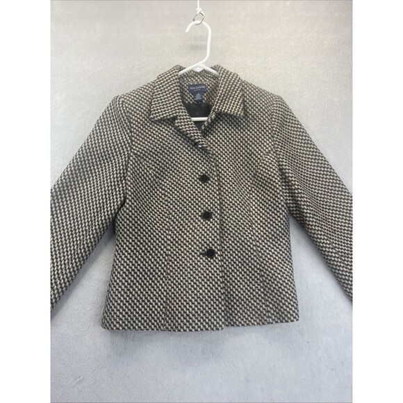 Ann Taylor Loft Wool Tweed Blazer Jacket Size 8 Petites Black Cream Business 8P - Picture 1 of 11